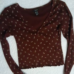 💝2/$15💝 Forever21 Burgundy Floral Top Meduim